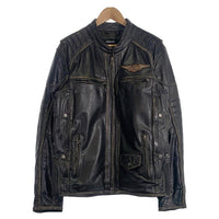 Harley-Davidson ハーレーダビッドソン バッファローレザー シングルライダースジャケット ブラック ワッペン Size L 福生店