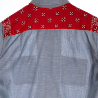 70`s BIGMAC ビッグマック シャンブレーシャツ 半袖 ライトブルー コットン ポリエステル バンダナカスタム Size M 相当 福生店