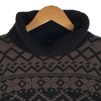 DIESEL ディーゼル K-WEET SWEATER 幾何学模様 ウール ナイロン タートルネックニットセーター ブラック Size L 福生店