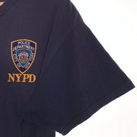 00's NYPD ニューヨーク市警察 刺繡ワッペン クルーネックTシャツ ネイビー DELTA Size L 福生店