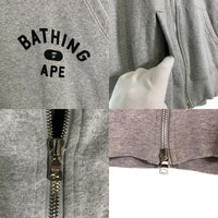 A BATHING APE アベイシングエイプ フルジップスウェットパーカー 裏サーマル グレー 日本製 Size L 福生店