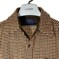 PENDLETON ペンドルトン 70's USA製 ウールシャツ 片ポケット 千鳥柄 ベージュxブラウン sizeL 瑞穂店