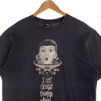 00's STUSSY ステューシー I GET GOOSE BUMPS WHEN THE BASS LINE THUMPS プリント 半袖 Tシャツ ブラック Size L 福生店