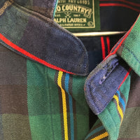 POLO COUNTRY RALPH LAUREN ポロカントリー ラルフローレン 両ポケット タータンチェック 長袖シャツ グリーン sizeL 瑞穂店