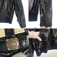 Schott ショット ファーフード レザーライダースジャケット リブ ブラック 牛革 3161012 Size M 福生店