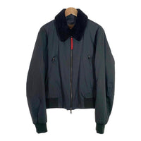 PRADA SPORT プラダスポーツ Shearling Jacket コットン ナイロン 中綿 リブジャケット 襟ボア モスグリーン ブラック SGA560 Size 50 福生店