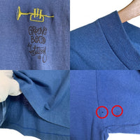 80-90's STUSSY ステューシー GROOVE BEATS トランペット刺繡 プリントTシャツ ブルー USA製 黒タグ Size L 福生店