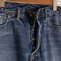 DENIME ドゥニーム 紙パッチ テーパードデニムパンツ USED加工 インディゴ オリゾンティ ボタンフライ Size 34×31 福生店