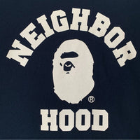 A BATHING APE アベイシングエイプ NEIGHBOR HOOD ネイバーフッド プリント スウェットクルーネックトレーナー ネイビー 001SWJ231901C Size XL 福生店
