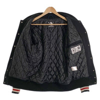 SANTASTIC! サンタスティック ウール アクリル 袖レザー バーシティジャケット スタジャン ブラック クリーム Size L 福生店