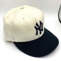 90's New Era ニューエラ 59FIFTY MLB ニューヨーク・ヤンキース 2トーン ウールベースボールキャップ ホワイト ネイビー USA製 Size 7 3/8 (58.7cm) 福生店