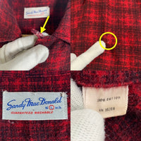 60's Sandy Mac Donald サンディマクドナルド オープンカラーフランネルチェックシャツ レッド Size L 福生店