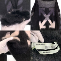 OFFーWHITE オフホワイト Diag Brushed Mohair Zip Hoodie モヘア ジップ フーディー パーカー ブラック OMHA073R20B02023 Size L 福生店