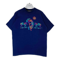 Desert impressions デザートインプレッションズ 1995コピーライト 民族プリント tシャツ ネイビー sizeL 瑞穂店