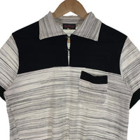 Dry Bones ドライボーンズ ボーダー 切替 コットン ポロシャツ ブラック ホワイト グレー Size M 福生店