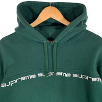SUPREME シュプリーム 18AW Text Stripe Hooded Sweatshirt テキストストライプ プルオーバースウェットパーカー グリーン Size M 福生店