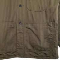 BEAMS+ ビームスプラス ヘリンボーン ツイル ミリタリーチョアジャケット カバーオール オリーブ 38-18-0158-791 Size L 福生店