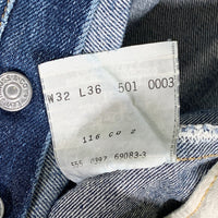 90's LEVI'S リーバイス 501XX 紙パッチ デニムパンツ ジーンズ インディゴ 555 復刻 97年米国製 Size 32×36 福生店