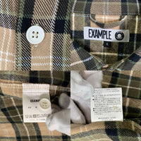EXAMPLE エグザンプル EX CHECK BIG SILHOUETTE S/S SHIRTS 半袖 チェックシャツ ベージュ Size L 福生店