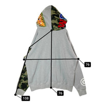 A BATHING APE アベイシングエイプ 001ZPG701018X Giant Shark Full Zip シャーク ジップアップパーカー グレー size2XL 瑞穂店