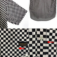 CORE FIGHTER コアファイター チェッカーフラッグ ボタンダウン 半袖 コットンシャツ ブラック ホワイト Size M 福生店