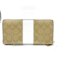 COACH コーチ F52859 シグネチャー PVCレザー ラウンドファスナーウォレット 長財布 ホワイト カーキ 福生店