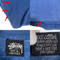 80-90's STUSSY ステューシー GROOVE BEATS トランペット刺繡 プリントTシャツ ブルー USA製 黒タグ Size L 福生店