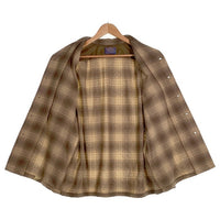 70's PENDLETON ペンドルトン Board Shirts ボードシャツ オンブレチェック ウール ベージュ ブラウン シャドー USA製 Size XL 福生店
