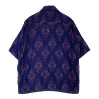 Needles ニードルズ S/S Classic Shirt-CU/R/S ORNAMENT Jq オープンカラーシャツ ジャカード 半袖 ネイビー パープル MR131 Size M 瑞穂店