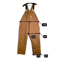 Carhartt カーハート R01 Relaxed Fit DUCK BIB OVERALLS リラックスフィット ダック オーバーオール ブラウン 1027776 211 Size 46×30 福生店
