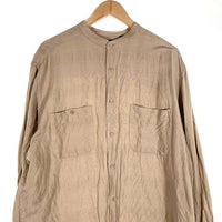 JOHN HENRY ジョンヘンリー リネン レーヨン バンドカラーチェックシャツ ベージュ Size L 福生店