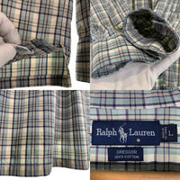 Ralph Lauren ラルフローレン GREGGOR 長袖 コットン チェック ボタンダウンシャツ ライトブルー ナチュラル Size L 福生店
