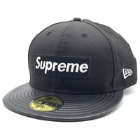 SUPREME シュプリーム 12AW Leather Visor Box Logo New Era レザーバイザー ボックスロゴニューエラ ベースボールキャップ ブラック Size 8 (63.5cm) 福生店