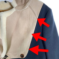 Maison Martin Margiera 10 メゾンマルタンマルジェラ 11AW ウール ムートン切替 ダブルブレスト コート ネイビー ベージュ Size 44 福生店