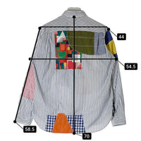 JUNYA WATANABE COMME des GARCONS ジュンヤワタナベ コムデギャルソン WG-B020 21SS 多素材パッチワーク ストライプ柄 長袖シャツ ホワイト ブルー sizeXS 瑞穂店