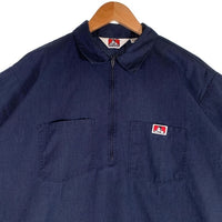 90's BEN DAVIS ベンデイビス ハーフジップ ワークシャツ 三角タグ ネイビー USA製 Size XL 福生店