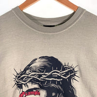 EXAMPLE エグザンプル JESUSIS L/S TEE ジーザス プリント 長袖 Tシャツ ロンT カーキ ex24aw-to-0006 Size XL 福生店