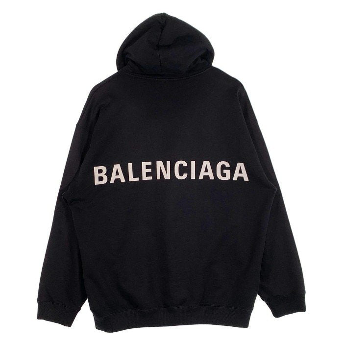 BALENCIAGA バレンシアガ Back Logo Hoodie バックロゴプリント プルオーバースウェットパーカー ブラック オーバーサイズ  Size XS 福生店