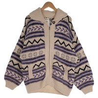 ATRCTR アトラクタ Hand knit zip cardigan ハンド ニット ジップ カーディガン ウール クリーム パープル Size 2 福生店