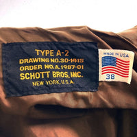Schott ショット USA製 A-2 フライトジャケット ブラウン size38 瑞穂店