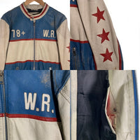 DIESEL ディーゼル Leather moto Racing Jacket モトレーシング ジャケット ゴートスキン ライダース ブルー ホワイト Size L 福生店