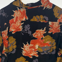 HOUSTON ヒューストン 唐獅子 旭日旗タグ 半袖 アロハシャツ ブラック Size L 福生店