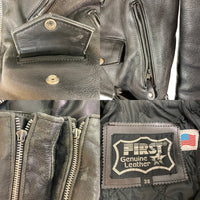 FIRST Genuine Leather ファーストジェニュインレザー TALONジップ ダブル ライダースジャケット ブラック size38 瑞穂店