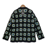 ノーブランド ネパール製 クロシェ編み ウールニットカーディガン ブラック Size L-XL 相当 福生店