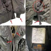 90's ALPHA INDUSTRIES アルファインダストリーズ N-2B フライトジャケット オリーブ 1615-573-8335 USA製 Size L 福生店
