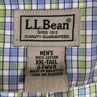 L.L.Bean エルエルビーン チェック ボタンダウンシャツ コットン ホワイト ブルー グリーン 形態安定 Size XXL-TALL 福生店