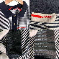 PRADA SPORT プラダスポーツ 鹿の子 ボーダーポロシャツ 半袖 ブラック ホワイト コットン SJJ888 2011 Size M 福生店