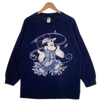 90's MICKEY UNLIMITED ミッキー アンリミテッド Disney ディズニー Mickey Mouse ミッキーマウス クルーネック スウェット ネイビー USA製 Size 1X 福生店