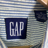 80-90's GAP ギャップ シアサッカー ボタンダウン ストライプシャツ 半袖 ホワイト オールド Size M 福生店
