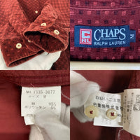 CHAPS RALPH LAUREN チャップス ラルフローレン ボタンダウン コーデュロイシャツ 総柄 ボルドー Size M 福生店
